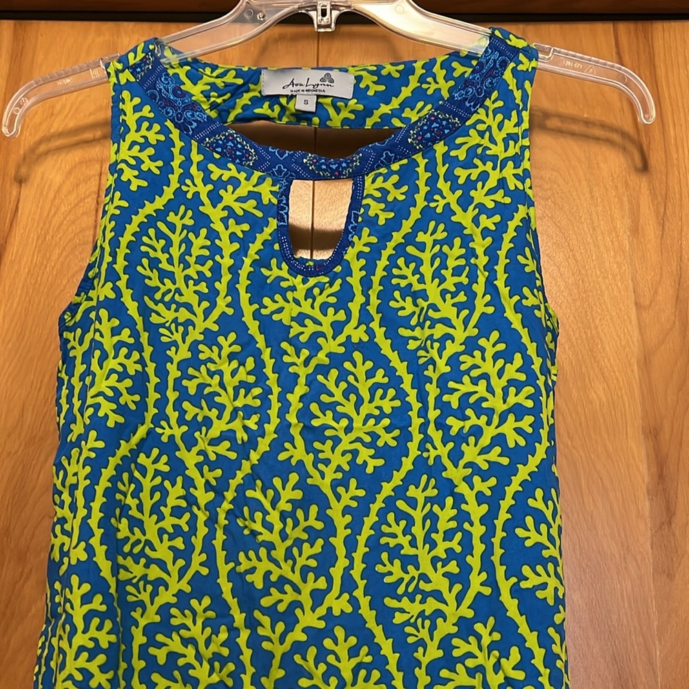 Ava Lynn Green and Blue Resort Wear Mini Dress Size Small